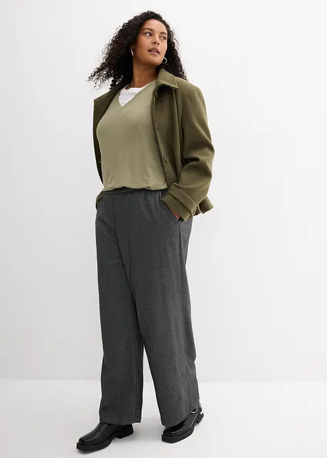 Topp med 3/4-&auml;rm i elastisk viskos, bonprix