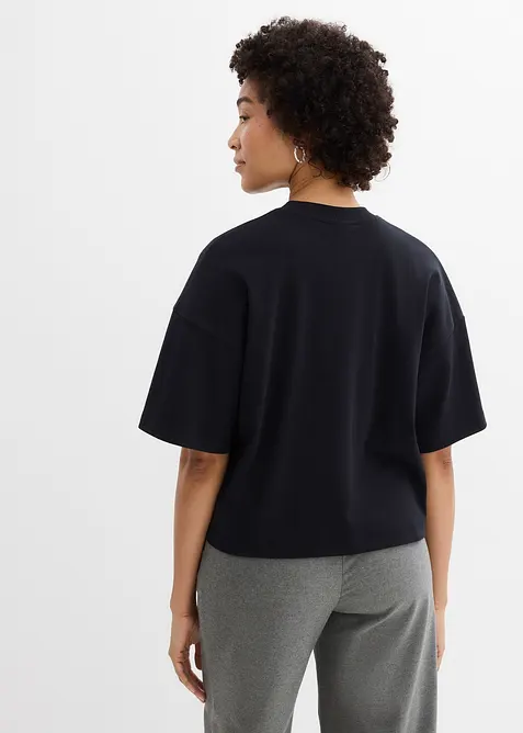 Kort oversizetopp av tjock, ekologisk bomull, bonprix