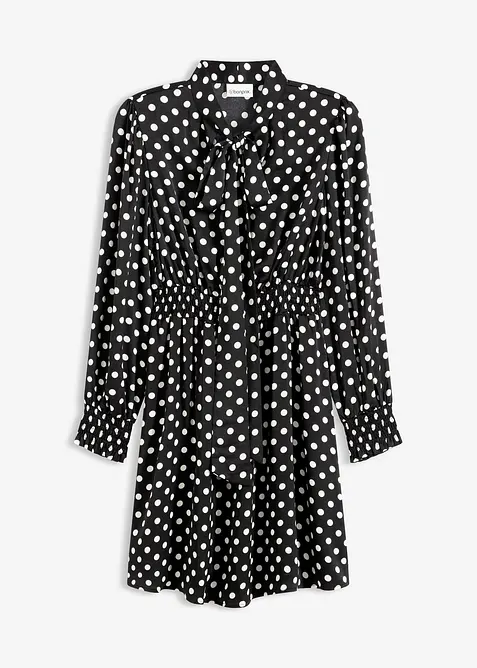 Kl&auml;nning med knytband i f&ouml;ljsam satin, bonprix