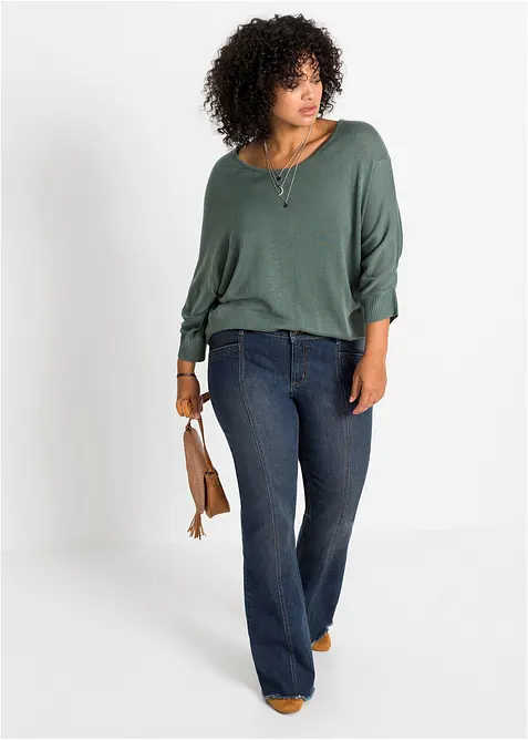 Finstickad tr&ouml;ja med 3/4-&auml;rm, bonprix