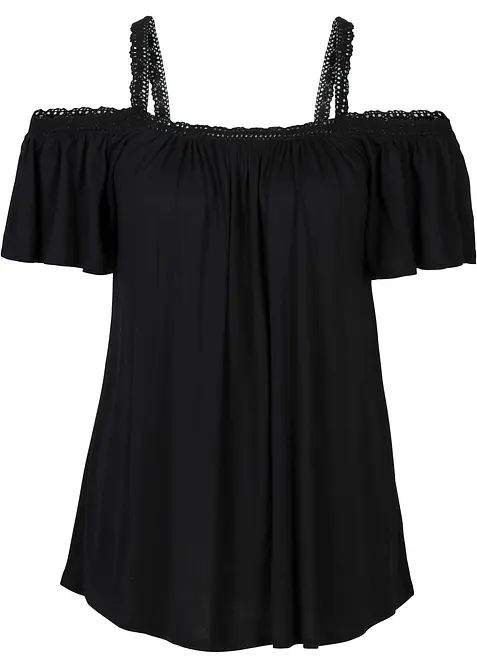 Cold shoulder-topp i mjuk viskos, bonprix