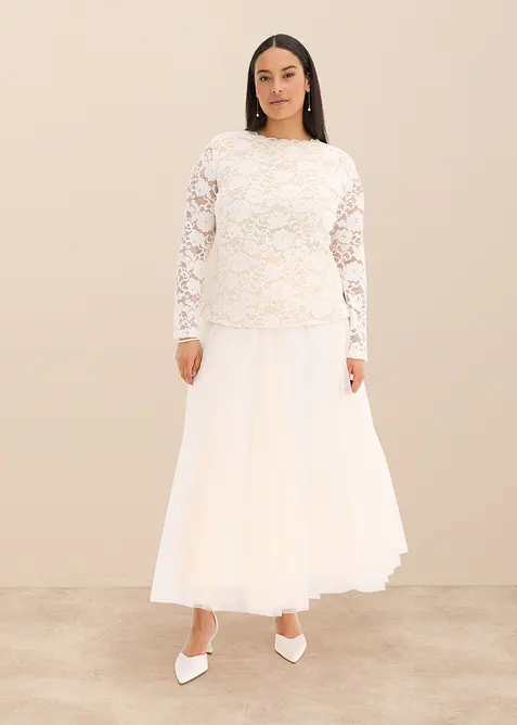 L&aring;ng&auml;rmad topp i spets, bonprix