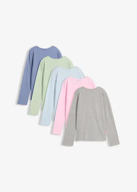 L&aring;ng&auml;rmad topp av ekologisk bomull (5-pack), bonprix