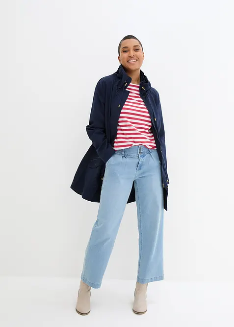 Kort bomullsparkas med st&aring;krage, figursydd, bonprix