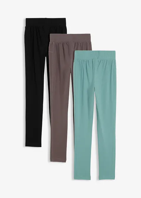 Leggings med ekologisk bomull och stretch (3-pack), bonprix