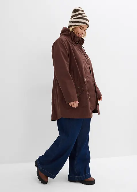 Kort bomullsparkas med st&aring;krage, figursydd, bonprix