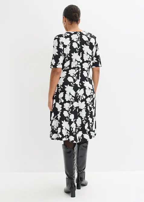 M&ouml;nstrad jerseykl&auml;nning med drapering, bonprix