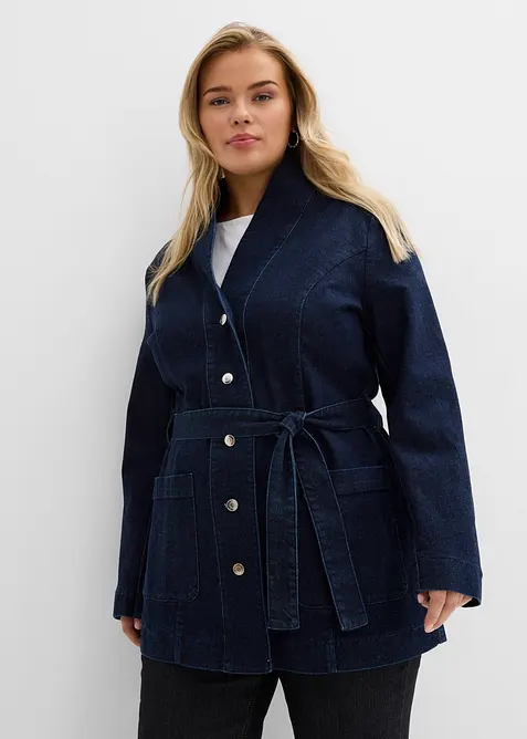 Jeansjacka med sk&auml;rp i bomull, bonprix