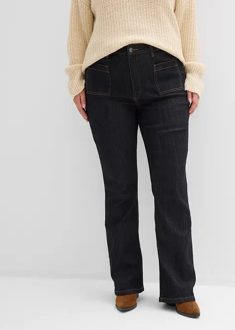 Bootcut Jeans High Waist, med bekv&auml;m midja, bonprix