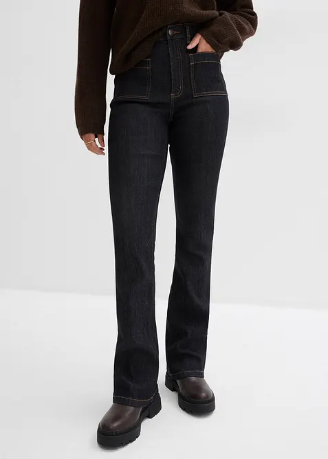 Bootcut Jeans High Waist, med bekv&auml;m midja, bonprix