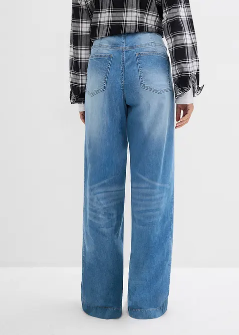 Wide Leg Jeans High Waist, med bekv&auml;m midja, Full Length, bonprix