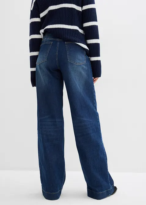 Wide Leg Jeans High Waist, med bekv&auml;m midja, Full Length, bonprix