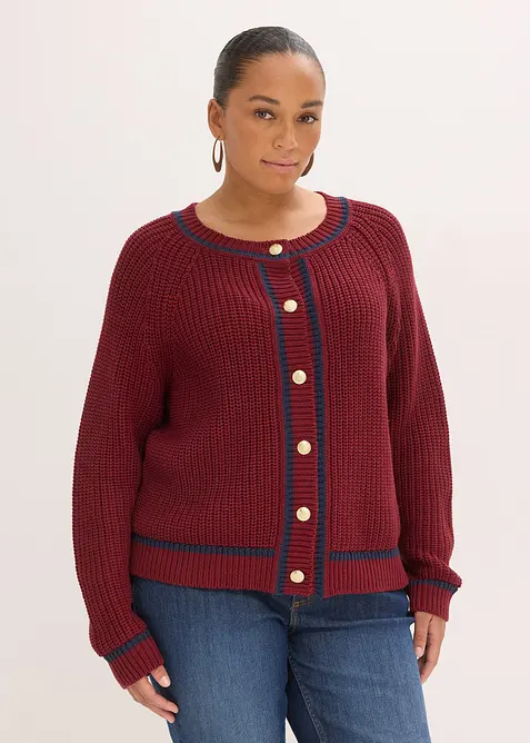 Cardigan med kontrastf&auml;rgade r&auml;nder, bonprix