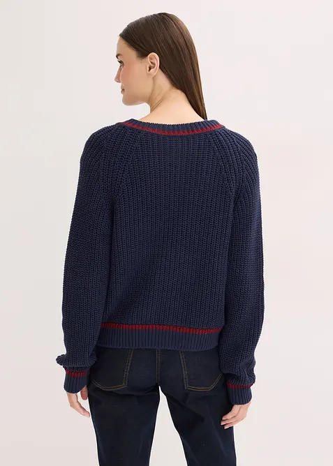 Cardigan med kontrastf&auml;rgade r&auml;nder, bonprix