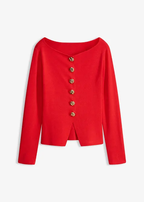 Cardigan med peplum och dekorativa knappar, bonprix