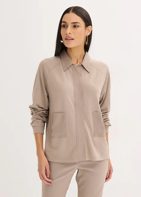 Punto di Roma-jacka med satinbes&auml;ttning, bonprix