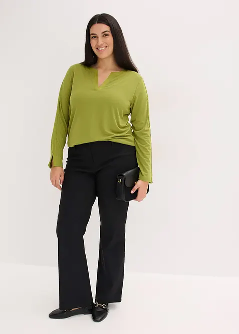 L&aring;ng&auml;rmad topp med slits, bonprix