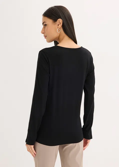 L&aring;ng&auml;rmad topp med slits, bonprix