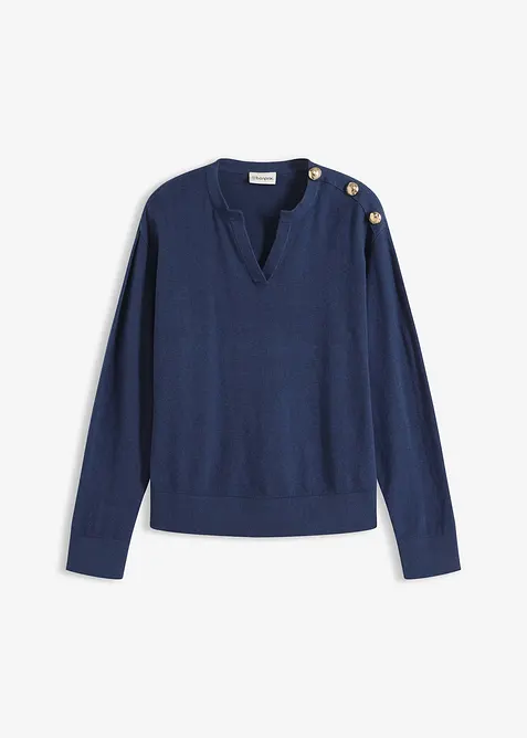 Stickad tr&ouml;ja med dekorativa knappar, bonprix