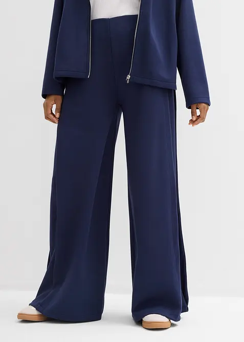 Vid byxa av viskosmix med veck i sidan, bonprix