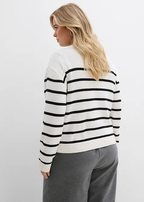 Stickad kofta i bomullsmix, bonprix