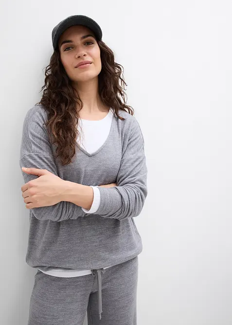 Oversizesweatshirt med stickad look, bonprix