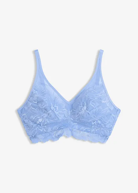 Bralette med blomm&ouml;nstrad spets och mesh, bonprix
