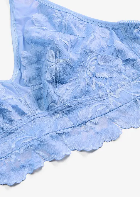 Bralette med blomm&ouml;nstrad spets och mesh, bonprix