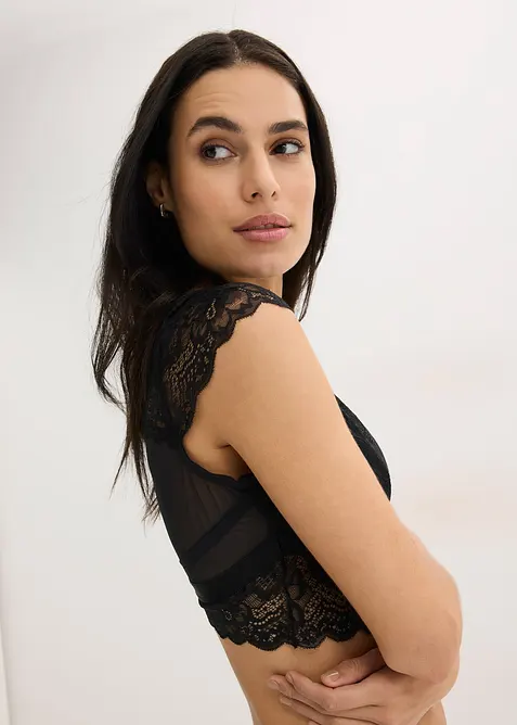 BH-topp utan bygel, med blomm&ouml;nstrad spets, bonprix