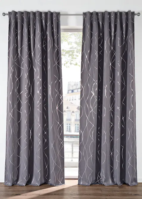 M&ouml;rkl&auml;ggande gardinl&auml;ngd med glansig yta, &auml;ven extral&aring;ng (1-pack), bonprix