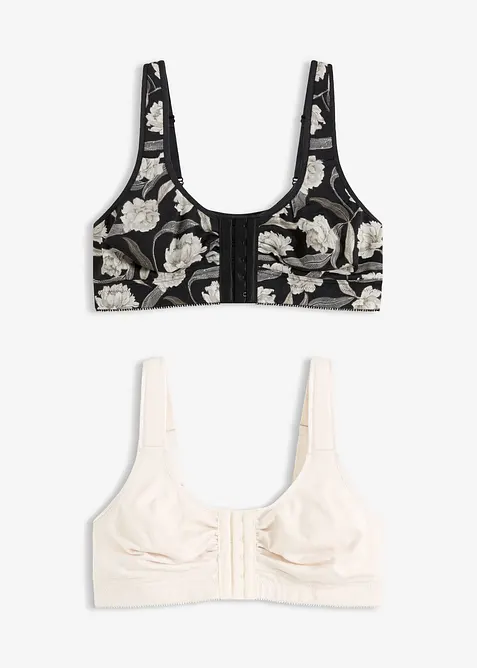 BH med framkn&auml;ppning, utan bygel (2-pack), bonprix