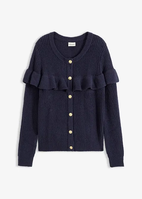 Finstickad cardigan i bomullsmix, bonprix