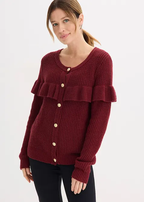 Finstickad cardigan i bomullsmix, bonprix