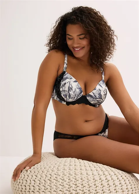 Formpressad BH i m&ouml;nstrad satin, bonprix