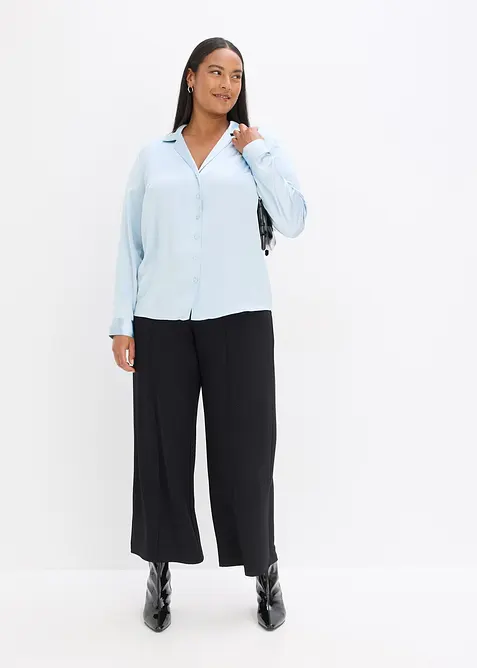 Satinblus med krage och slag, bonprix