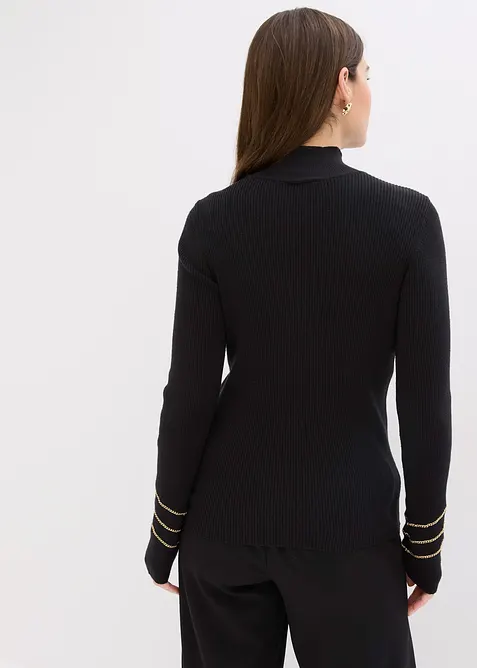 Finstickad tr&ouml;ja med guldkedjor, bonprix