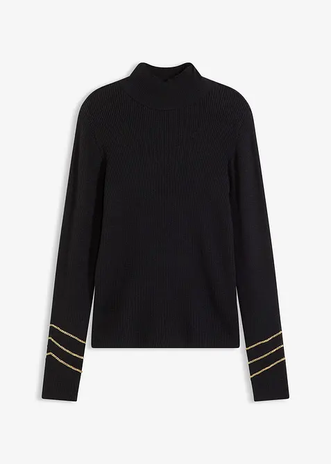 Finstickad tr&ouml;ja med guldkedjor, bonprix