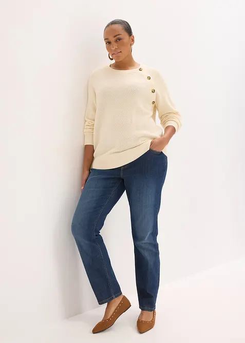 Grovstickad tr&ouml;ja med knappsl&aring;, bonprix