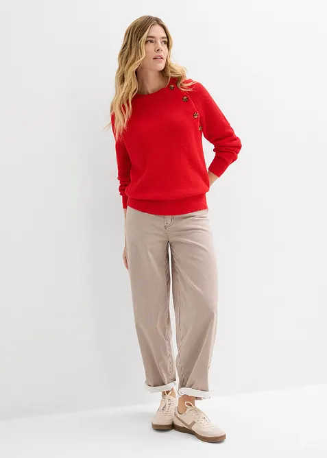 Grovstickad tr&ouml;ja med knappsl&aring;, bonprix