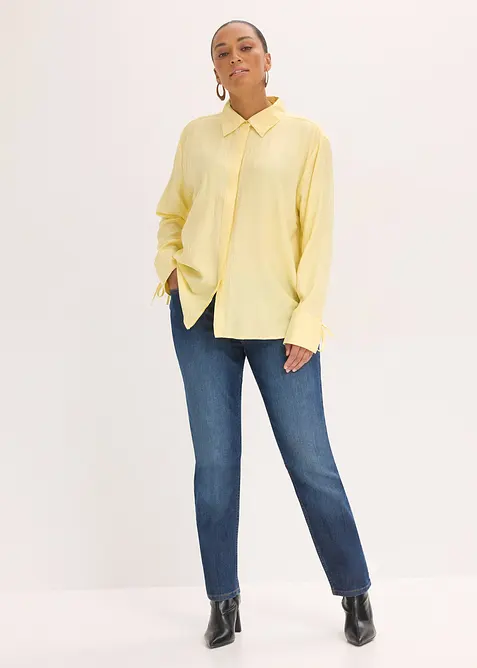 Skjortblus i mjuk viskosmix, bonprix