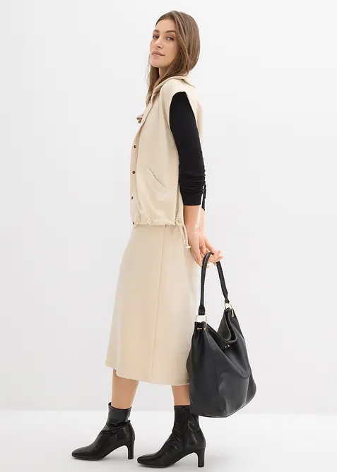 Midikjol av mjuk, stabil trik&aring;, bonprix