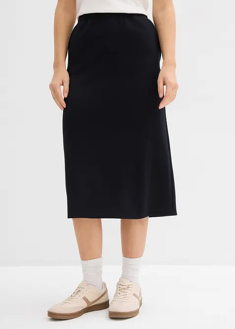 Midikjol av mjuk, stabil trik&aring;, bonprix