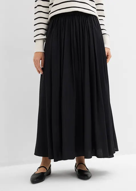 Maxikjol i krinklad viskosmix, bonprix