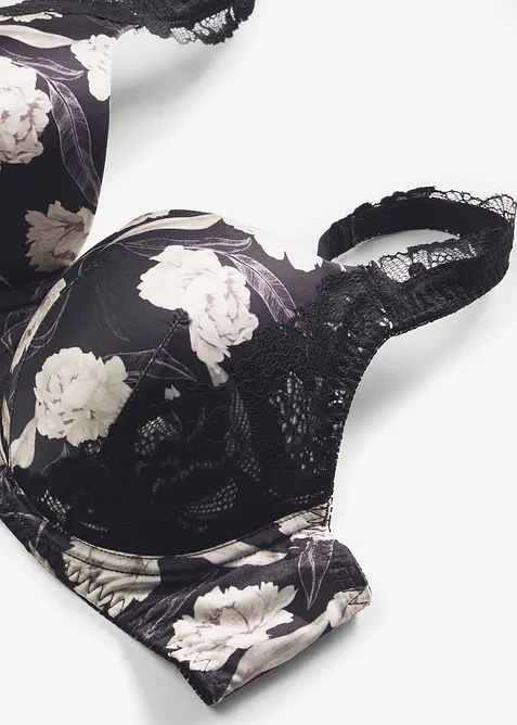 Formpressad BH med glansiga effekter och spets, bonprix