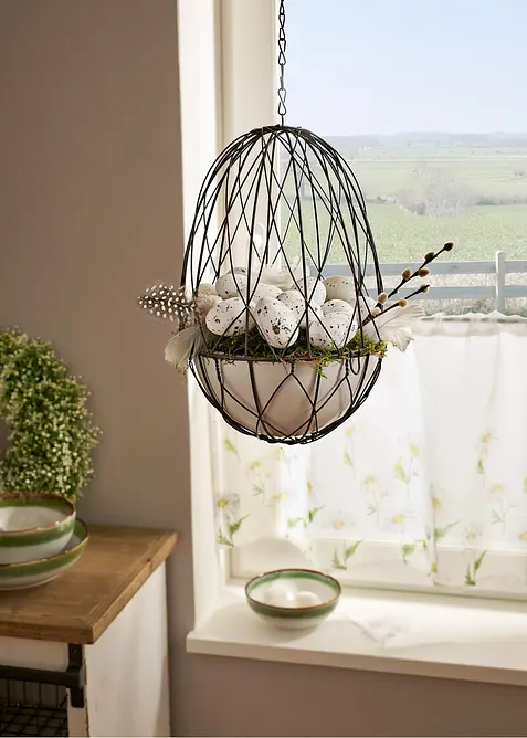 H&auml;ngande dekoration med korg och &auml;gg (27 delar), bonprix