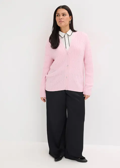 Finstickad cardigan i viskosmix, bonprix