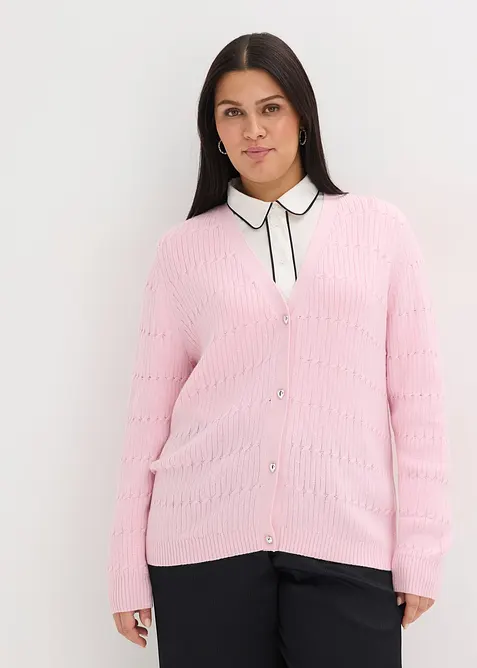 Finstickad cardigan i viskosmix, bonprix