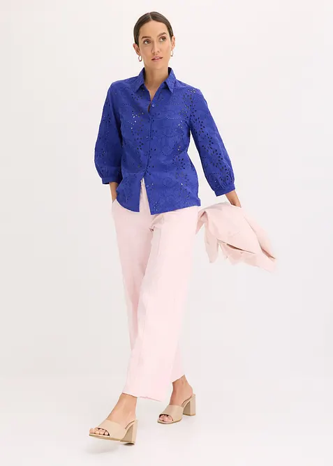 Blus med h&aring;lbroderi, bonprix