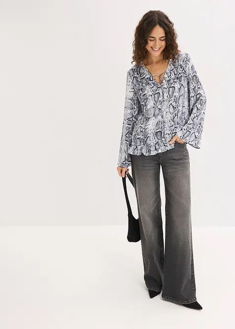 Blustunika av satin med mjukt fall, bonprix