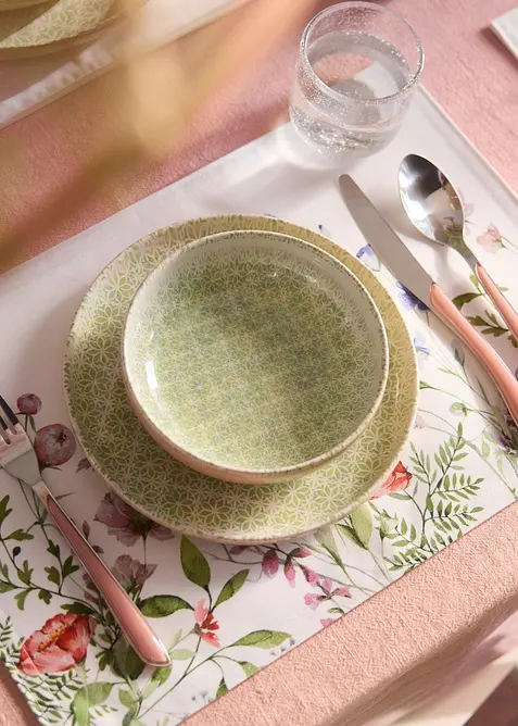 Bordstablett med blomtryck (4-pack), bonprix